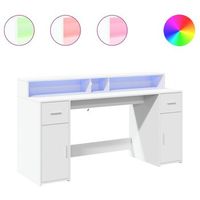 mesa de escritorio  escritorio de despacho  escritorio con luz led madera ingenieria blanco 160x55x91 cm