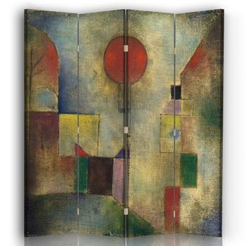 Legendarte - Biombo El Globo Rojo - Paul Klee - Separador De Ambientes Para Interiores Cm. 145x170 (4 Paneles)