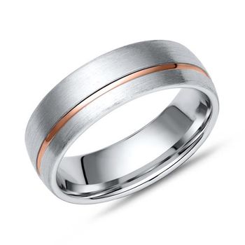 Anillo hombre bicolor plata rosa grabable
