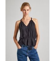 pepe jeans para mujer pl304821 top escote en v con tirantes gris oscuro xl casual algodon sin mangas  tirantes