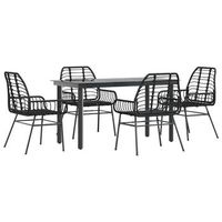 juego de comedor jardin 5 uds ratan sintetico vidrio negro cfw940703
