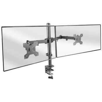 Mars Gaming MARM2, Soporte de Monitor Dual de Brazo para Pantallas Hasta 27”, Articulado y Regulable en Altura, Estructura Robusta, Compatible con VESA75 y VESA100, Soporte Doble Monitor Negro o