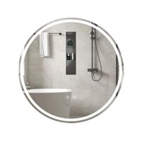 costway espejo redondo iluminado led de 80 cm espejo de bano montado en la pared con brillo ajustable control tactil