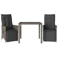 mesita y sillas jardin 3 piezas  mueble de jardin y cojines ratan sintetico gris