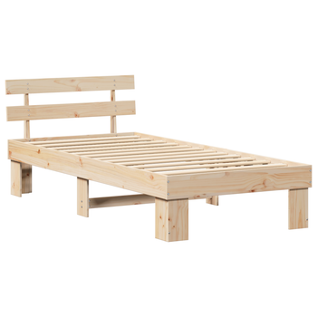 Cama Individual | Estructura De Cama Con Cabecera 90x200 Cm Madera Maciza De Pino Cfw98544