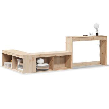 Mesita De Noche | Mueble Con Escritorio Madera Maciza Pino 232x122x75 Cm