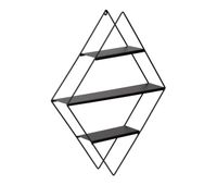 estanteria de pared polvijarvi con 3 estantes en forma de diamante metal 66 x 50 x 9 cm - negro encasa