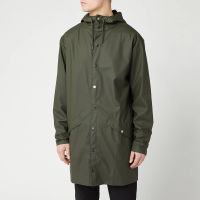 rains mens long jacket - green - m