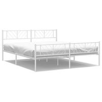 cama matrimonial  cama para adultos  estructura cama metal con cabecero y estribo blanco 180x200 cm cfw195496