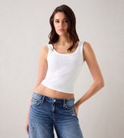 guess para mujer w6yp51k4539 top de tirantes con logo blanco m casual algodon sin mangas  tirantes