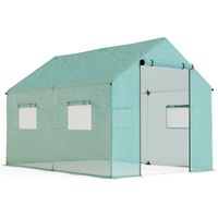 outsunny invernadero caseta invernadero de tunel con 4 ventanas de malla y puerta con cremallera 2x3x2 m verde   aosom espana