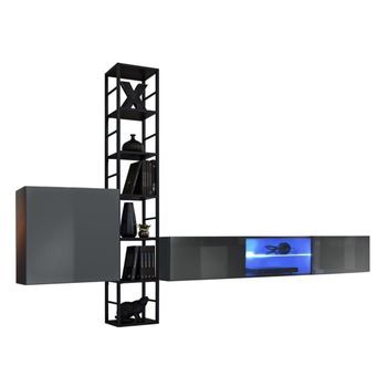 Conjunto De Muebles De Salón Industrial Switch M6 – Gris – Iluminación Led & Sistema Push To Open