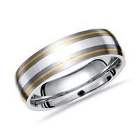 exclusivo anillo de titanio con incrustaciones de oro y plata