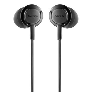 Auriculares NGS Cross Drift Black con cable Jack 3,5 mm, micrófono y control de volumen, in-ear, negros