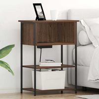 armario de noche - mueble de dormitorio - madera y acero - roble marron 55x31x76cm