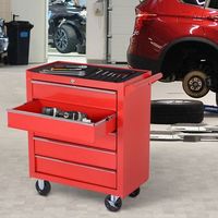 carro de herramientas con ruedas de acero durhand 69x33x75 cm - rojo