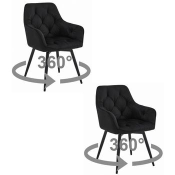 Set De 2 Silla De Comedor Tela De Terciopelo Valora Lukk360 Asiento De Terciopelo Negro