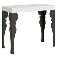 consola oriental de metal blanco y antracita 8 plazas 40 a 196 cm torza