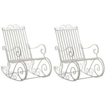 Set De 2 Mecedoras De Hierro Smilla Metal Blanco Antiguo 90x56x94 Cm Clp