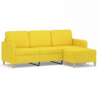 sofa de 3 plazas con taburete de tela amarillo claro 180 cm vidaxl