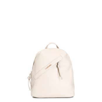 mochila de suave piel ecológica con bolsillo delantero y tirador de cremallera anudado sand