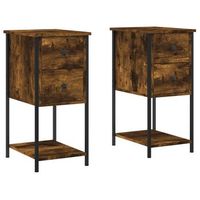 mesitas noche 2 uds madera ingenieria roble ahumado 32x42x70 cm vidaxl