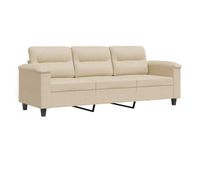 vidaxl sofa de 3 plazas de tela de microfibra color crema 180 cm