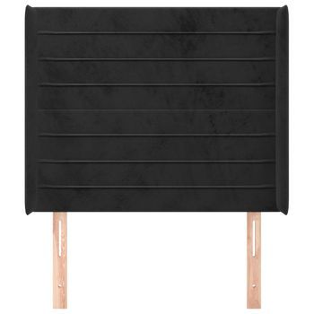 Cabecero Cama Mueble De Dormitorio Con Orejas De Terciopelo 93 X 16 X 118/128 Cm Negro M02_0004036