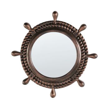 Espejo De Pared Marrón Oscuro 46 Cm Material Sintético Patrón Náutico Gormaz