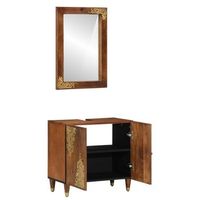juego de muebles de bano  armario de bano montaje en la pared 2 piezas marron miel