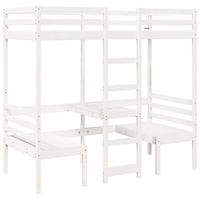cama alta escritorio y asientos madera maciza blanco 90x190 cm vidaxl