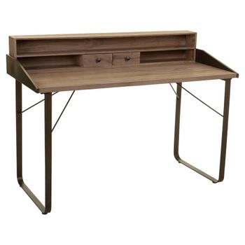 Escritorio de madera y metal marrón 130x60x95h cm