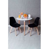 conjunto mesa tower redonda 80 cm blanca y pack 2 sillas kelen - negro