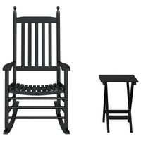silla mecedora con mesa plegable madera maciza de alamo negro vidaxl