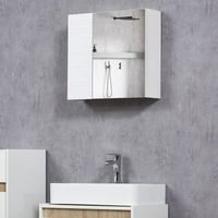armario bano con espejo de melamina vidrio kleankin 48x15x45cm-blanco