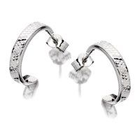 9ct white gold half hoop earrings - 14mm - g2546