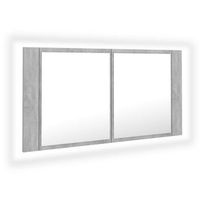 armario espejo bano  mueble bano luz led acrilico gris hormigon 90x12x45 cm