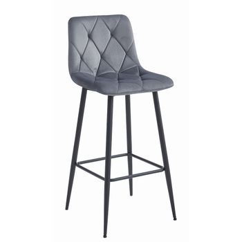 Taburete De Bar Terciopelo Valora Koda Asiento De Terciopelo Gris Oscuro