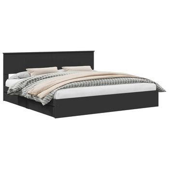 Cama Con Almacenamiento Negro 200 X 200 Cm Madera De Ingeniería Vidaxl