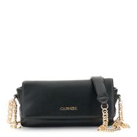 bolso suave acolchado efecto napa con solapa y bandolera black