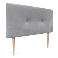 dhome cabecero de terciopelo liso con botones 95x115 con patas camas 8090 - gris claro