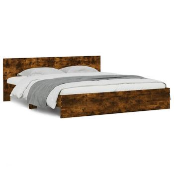 Estructura De Cama Con Cabecero Roble Ahumado 180x200 Cm Vidaxl