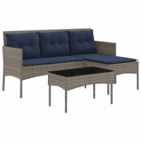 conjunto de sofas de jardin con cojin 2 piezas  mueble de jardin gris y azul marino
