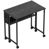 homcom escritorio plegable con ruedas balda y bolsillo de almacenaje ideal para espacios pequenos 80x50x75 cm negro