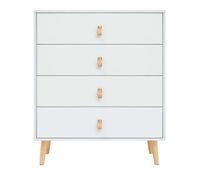 comoda anzio 4 cajones madera pino blanco mate 80 cm