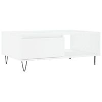 mesa de centro 90x60x35 cm madera trabajada y hierro - blanco