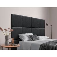 dhome cabecero tapizado para camas de 135cm compuesto de paneles autoadhesivos intercambiables de tela acualine cama lujo dormitorio acolchado negro