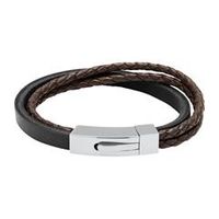 pulsera de cuero marron y negro grabable