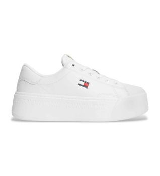 Tommy Jeans para mujer. EN0EN02961 Zapatillas de piel Low Top Jet Max blanco (39), Plano, Cordones, Casual