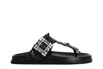 sandalias chanclas de piel tejida para mujer black 36